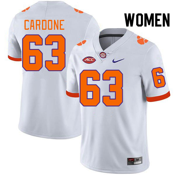 Women #63 Dominic Cardone Clemson Tigers College Football Jerseys Stitched-White